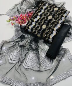 Bamber Chiffon “Dori” Embroidered 3 PIECE SUIT PRICE IN PAKISTAN - Image 4